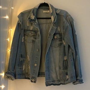 ripped large denim jacket
